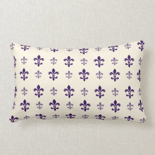 Coussin Rectangle Elegant Fleur de Lis pourpre et crème