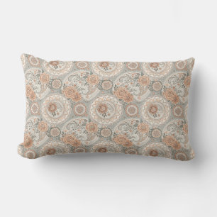 Coussin Rectangle Élégant Floral Victorien Pêche Sauge Vintage
