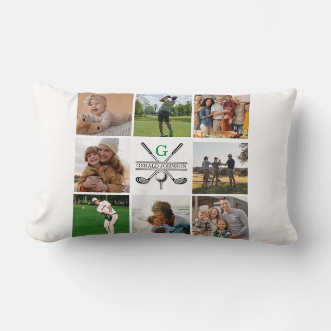 Coussin Rectangle Elégant Golf Monogramme Collage Design Jeter Oreil (Recto)