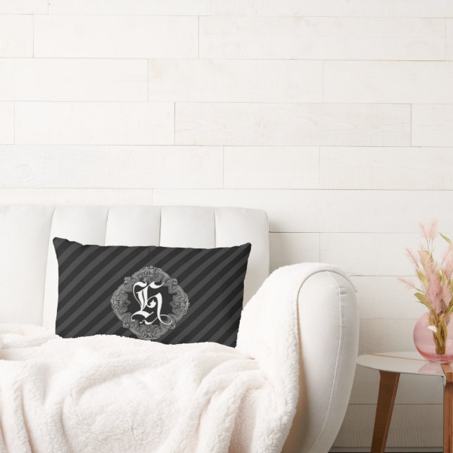 Coussin Rectangle Élégant Goth Initial H (Canapé)