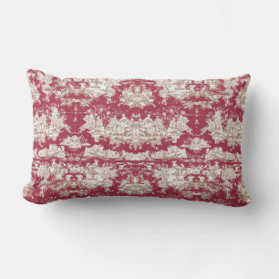 Coussin Rectangle Elégant lac rouge vintage toile de jouy