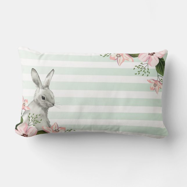 Coussin Rectangle Élégant Lapin rayé (Recto)