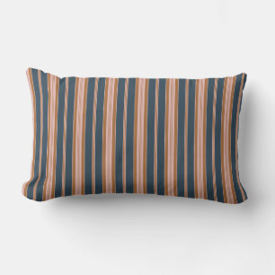Coussin Rectangle Élégant marine marron rose rayure à ticks