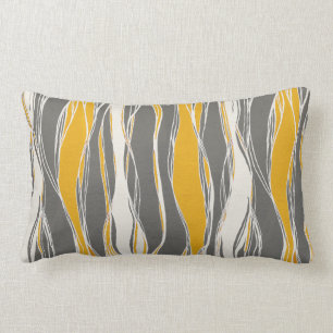 Coussin Rectangle Élégant, moderne, vagues, lignes, gris clair, ja