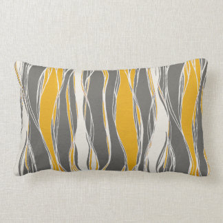 Coussin Rectangle Elégant, moderne, vagues, lignes, gris clair, jaun