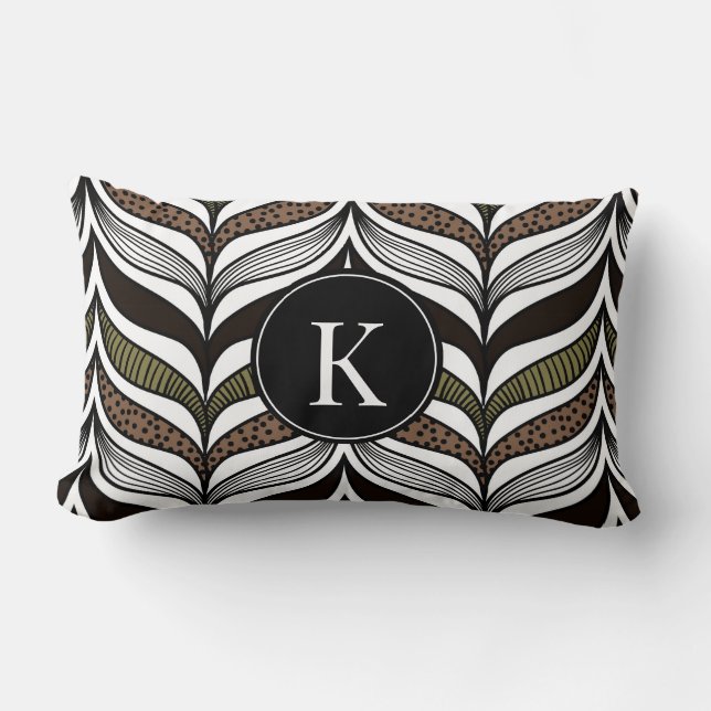 Coussin Rectangle Élégant Motif africain avec Jeu de Monogramme pers (Recto)