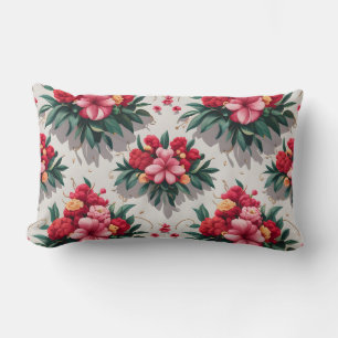 Coussin Rectangle Élégant motif floral avec fleurs rouges et roses