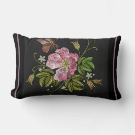 Coussin Rectangle Élégant Motif floral broderie Arrière - plan noir