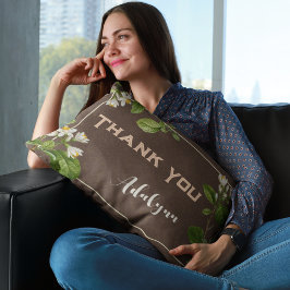 Coussin Rectangle Élégant Retro Floral Nom personnalisé Texte Cadeau