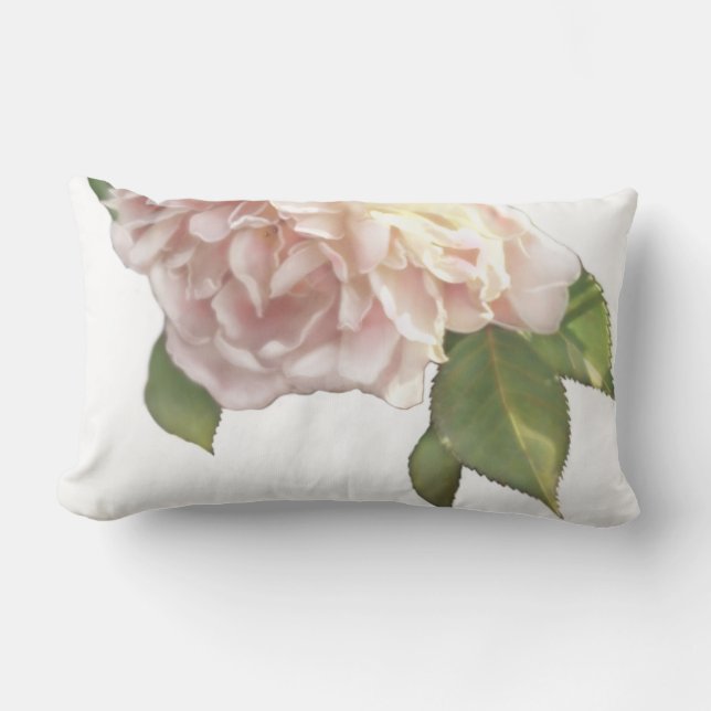 Coussin Rectangle Elégant rose blanc ivoire roses de pêche (Recto)