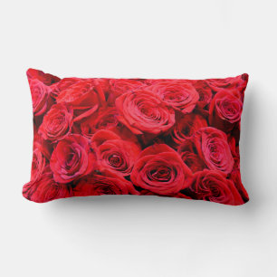 Coussin Rectangle Élégant Roses rouges fleurs rouges