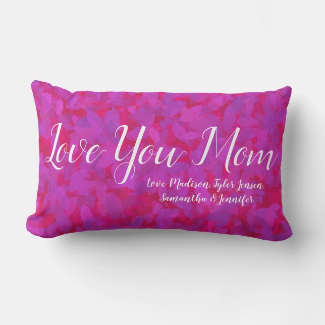Coussin Rectangle Élégant Rouge rose Aimer Vous Maman Noms personnal (Recto)