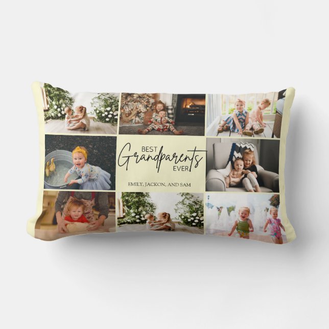 Coussin Rectangle Élégant Script Collage Meilleur Grand-Parrain Ever (Recto)
