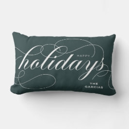 Coussin Rectangle Élégant script florissant Joyeux Vacances Vert