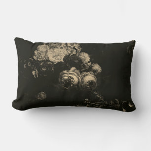 Coussin Rectangle Élégant Vintage Moody Beige foncé Floral néerlanda