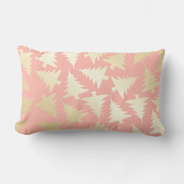 Coussin Rectangle Élégante fille Gold & Pink Christmas Tree Motif (Recto)