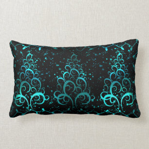 Coussin Rectangle Élégants arbres de Noël turquoise turquoise noir
