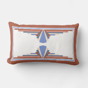 Coussin Rectangle Éléments Art déco en or rose & bleu