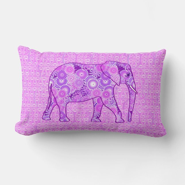 Coussin Rectangle Éléphale tourbillon fractal - violet et orchidée (Recto)