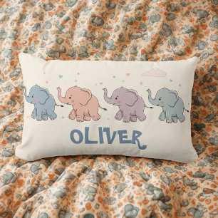 Coussin Rectangle Éléphants Colorés Mignons