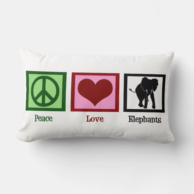 Coussin Rectangle Eléphants d'amour pour la paix (Recto)