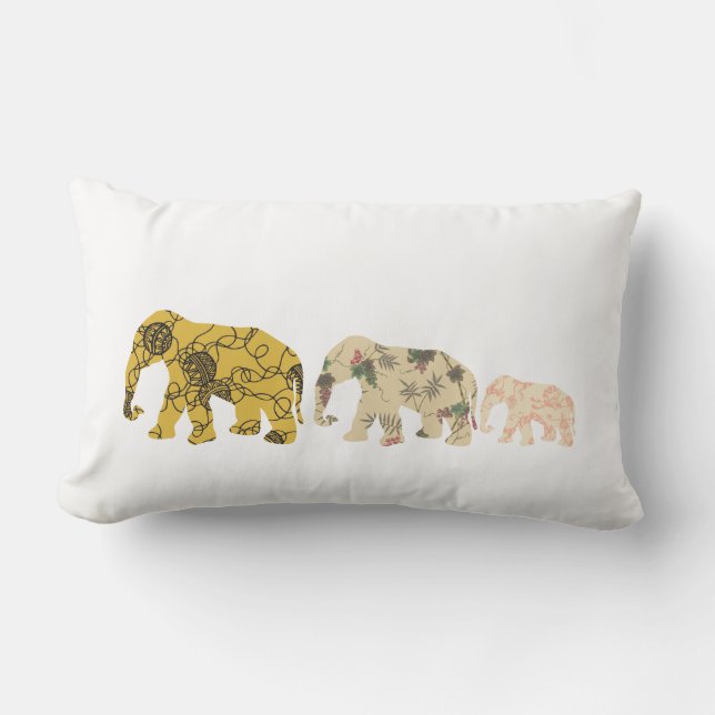 Coussin Rectangle Éléphants de famille (Recto)