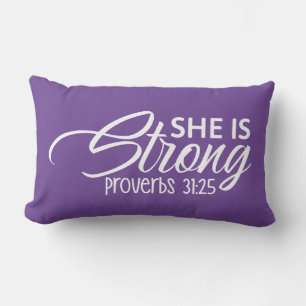 Coussin Rectangle Elle est forte Proverbes 31:25