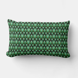 Coussin Rectangle Emerald Green Drop Motif Élégant Noël