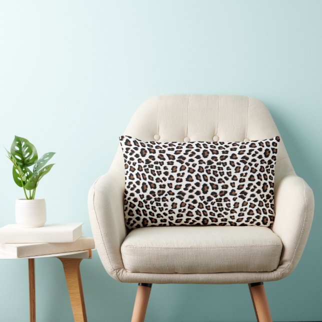 Coussin Rectangle Empreinte de léopard blanc (Chaise)