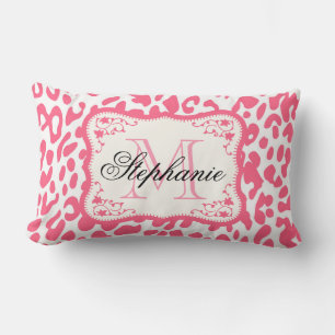 Coussin Rectangle Empreinte de léopard rose