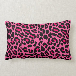 Coussin Rectangle Empreinte de léopard rose punk