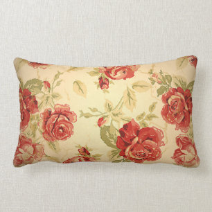 Coussin Rectangle Empreinte rose rouge antique