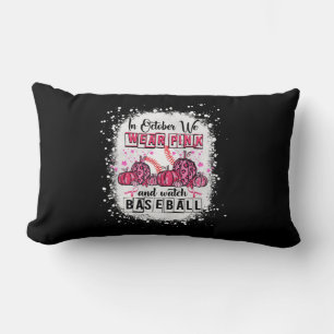 Coussin Rectangle En Octobre, nous portons le baseball rose Cancer d