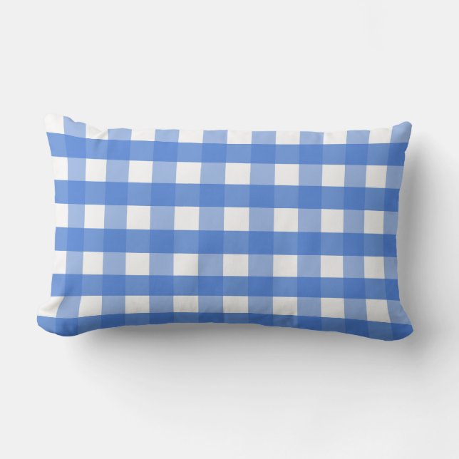 Coussin Rectangle En vichy bleu et blanc (Recto)