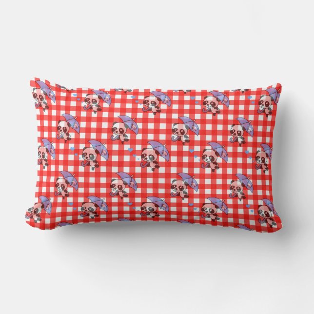 Coussin Rectangle En vichy rouge mou (Recto)