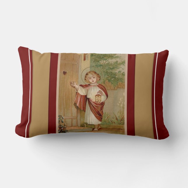 Coussin Rectangle Enfant Jésus du Christ frappant à la porte (Recto)
