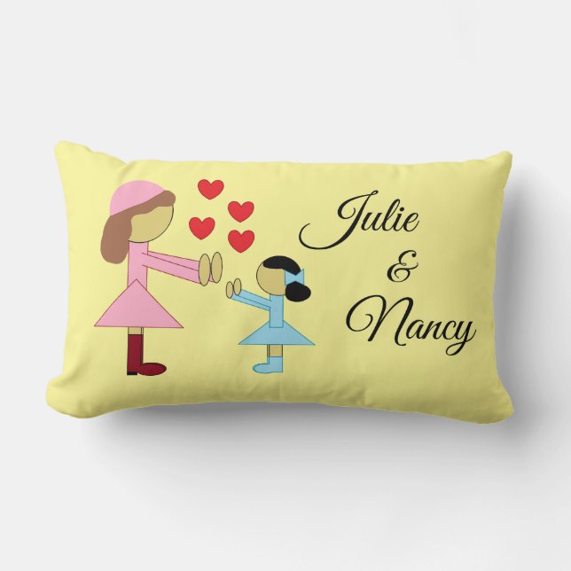 Coussin Rectangle Enfants et Amour : Jaune clair (Recto)