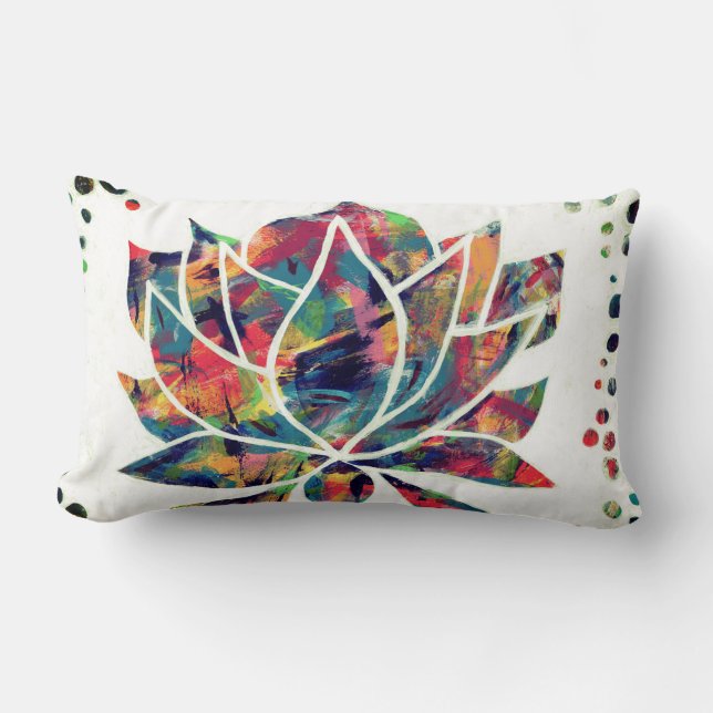 Coussin Rectangle Enigmatic Oriental Lotus Flower Original Abstrait (Recto)