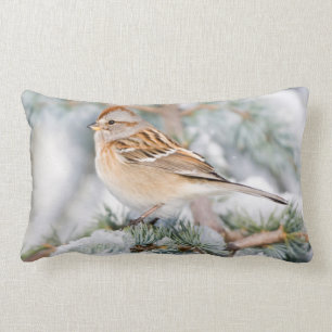 Coussin Rectangle Épervier américain en hiver