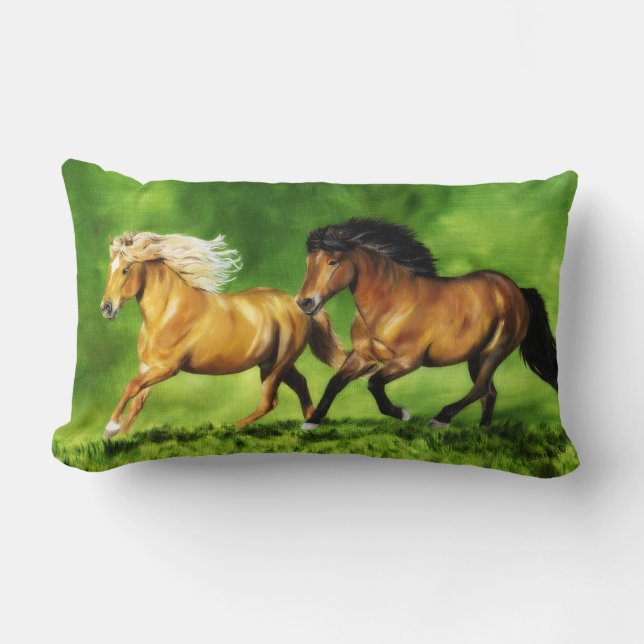 Coussin Rectangle Équipe de rêve de chevaux islandais (Recto)