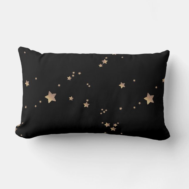 Coussin Rectangle Espace nocturne moderne Black Gold Stars (Recto)