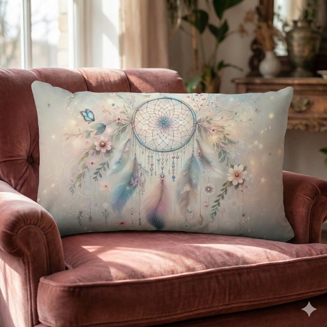 Coussin Rectangle Ethereal Boho Dreamcatcher (Ethereal Boho Dreamcatcher Lumbar Pillow Mockup A)