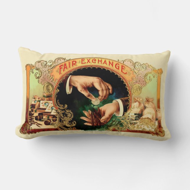 Coussin Rectangle Étiquette vintage de boîte à cigares (Recto)