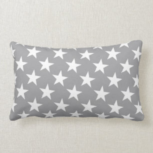 Coussin Rectangle Étoiles blanches Arrière - plan de couleur gris 