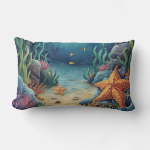 Coussin Rectangle Étoiles de mer et vie marine tropicale