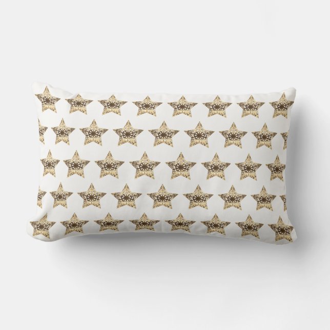 Coussin Rectangle Etoiles Motif Blanc Or look élégant Noël (Recto)