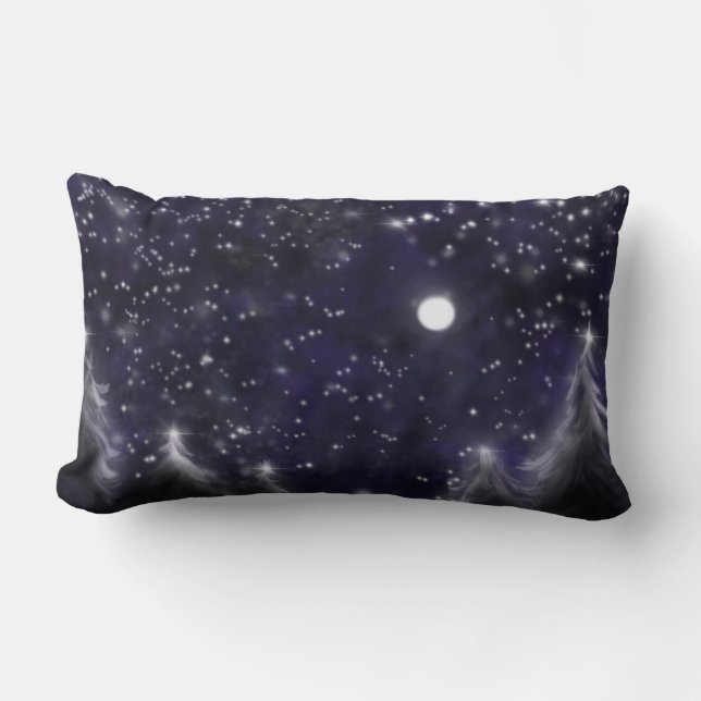 Coussin Rectangle Étoiles nuit ciel scintillant lumières lune étoile (Recto)