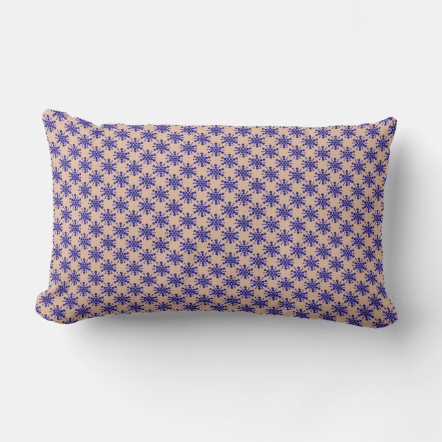 Coussin Rectangle Étoiles pointillées bleues sur taupe (Recto)