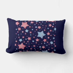 Coussin Rectangle Étoiles roses + bleues
