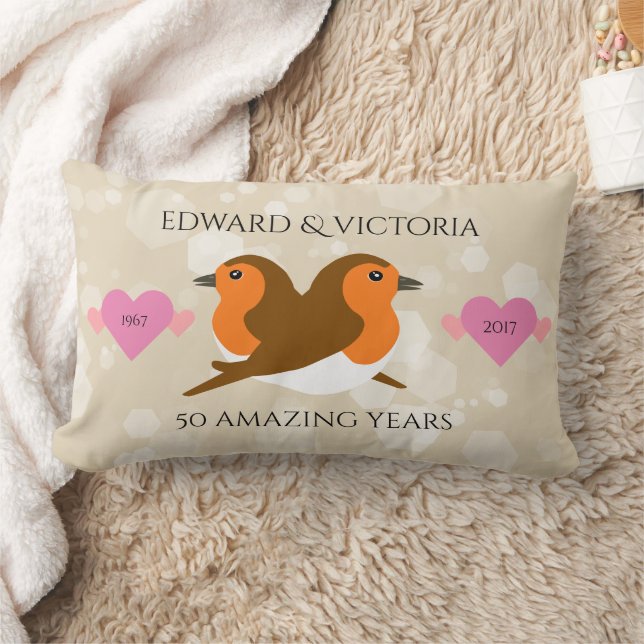 Coussin Rectangle Europe Robins Lovebirds N'importe quelle année Ann (Couverture)